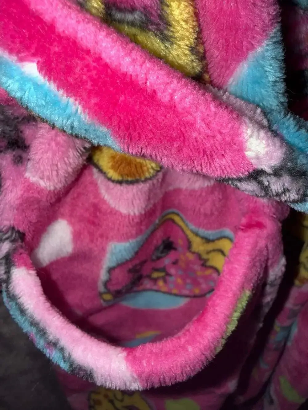 Shopkins Girls Pink Fleece Bathrobe with Pockets Size 7/8